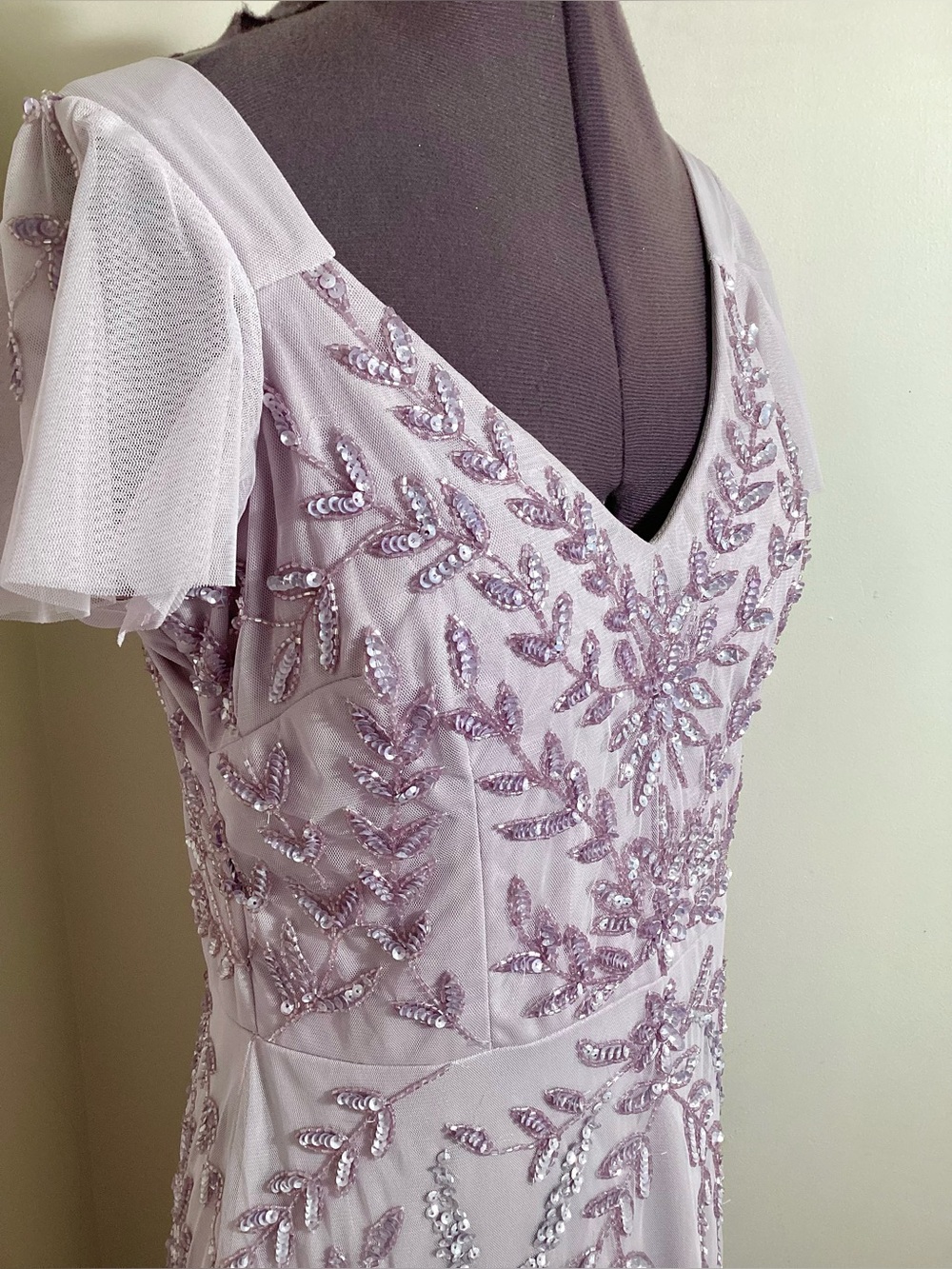 Marina Lavender Beaded Godet Gown Size M/L - Picture 5 of 15